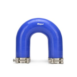 Tucool Racing Universal 4-Ply Reinforced Silicone 180 Degree U Bend Elbow Coupler Hose, U Shape Hose with T Bolt Clamps (Blue ID 1.88" (48mm), Ctr Line Distance 5.11" (130mm),4-ply)
