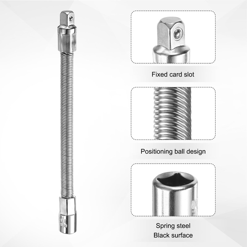 sourcing map 3/8" Drive Socket Extension Bar Set Spring Steel