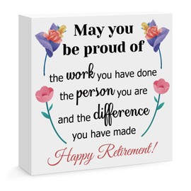 Retirement Gifts for Women Happy Retirement Wooden Block Sign Decoration for Home Office Shelf Desk Table Decor Retirement Gifts for Colleague Boss Friend Teacher Nurse Mum Grandma