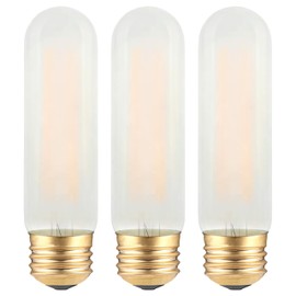 T10 LED Frosted Bulb- Dimmable E26 LED Tube Bulbs 40W Equivalent- 2700K Soft Warm- 4W Vintage Tubular Edison Light Bulbs for Chandelier, Cabinet, Desk/Piano Lamp, Mason Jars, Bathroom Vanity- 3 Count
