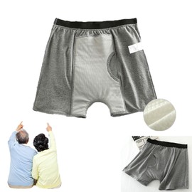 Yodilala Men's Adult Boxer Cloth Diapers, Incontinence Care Leak-Proof Pants, Patient Care Pants, Reusable and Washable Cloth Diapers, Waterproof and Leak-Proof,Incontinent Patients(Grey,L)