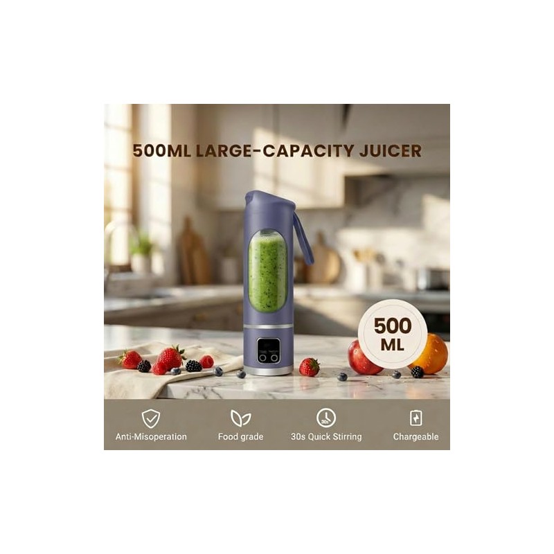 Lilogi Portable Blender - 500ML USB-C Rechargeable Smoothie Maker