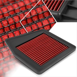 Red Reusable Washable High Flow Drop-in Air Filter Compatible with 08-15 Non USDM Accord 2.0L