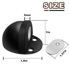 Juego de 10 topes magnéticos para puerta con calcomanía para puerta montado en el piso, topes de satén cepillado, color negro sin taladro