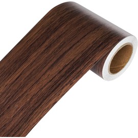 YENHOME Wood Wallpaper Border Peel and Stick Wood Grain Tape Walnut Wooden Wallpaper Border Trim Removable Wooden Wall Paper Border for Bedroom Furniture Bulletin Board Mirror Frame Border 3" X236"