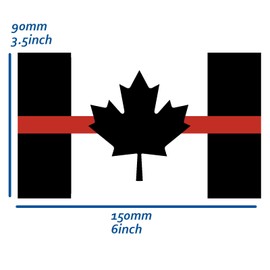 5 PCS Black Canada Thin Red Line Flag Sticker,6x3.5 In Honoring Fireman Officers & Canadian Law Enforcement Decal,Firefighter Fire Man Large Banner Decor For Car Bumper Window Laptop