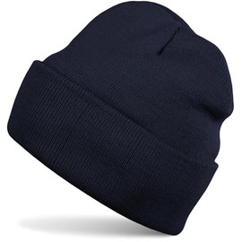 styleBREAKER Kinder Beanie Strickmütze mit breiter Krempe, Feinstrick Mütze doppelt gestrickt, Kindermütze 2-5 Jahre 04024030, Farbe:Navy