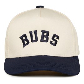 Funky Junque Adjustable Baby Boy Hats, Infant Snapback Trucker Cap, Ages 0-9 Years, Two-Tone Vintage Style - Bubs - Navy/Beige