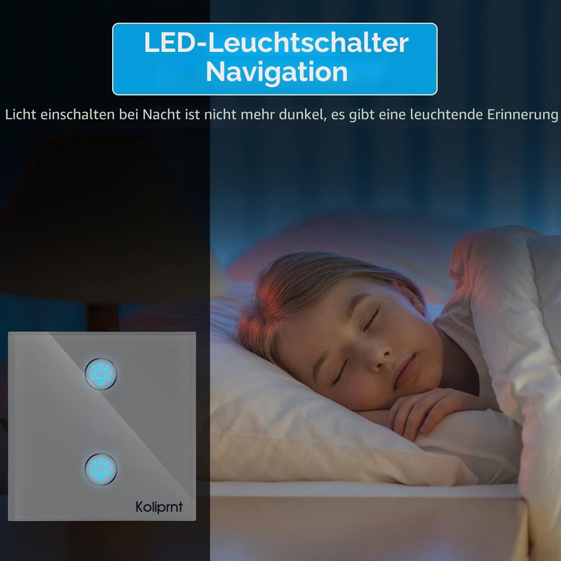 HEUXGIR Smart Light Switch, 2.4GHz WiFi Touch Light Switch, with