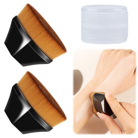 AAGWW 2-Piece Makeup Brush, Foundation Liquid Brush, Make, Wide Range of High-Grade Fiber Bristles, Soft, Portable, Stylish, Suitable for Beginners (Product Contents: Black Small + Protective Case,