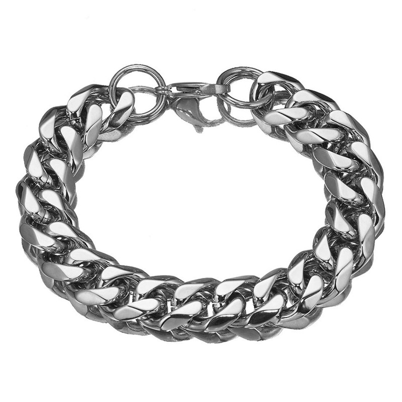 GZMZC Cuban Link Chain Necklace or Bracelet Silver Curb Chain