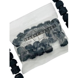 Pack of 10 M10x1 Black 10mm IP68 Waterproof Nylon Cable Glands, Locknut and Washer for 3mm - 6.5mm Cables, Compression Stuffing Gland Connector Sparky Market…