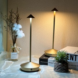 EMINGSKY Cordless Table Lamps Set of 2,Rechargeable Portable LED Desk Lamp 5200mAh Battery Operated Night Light 3 Color Stepless Dimmable for Living Room Restaurant Coffee Shop Indoor Outdoor(Glod)