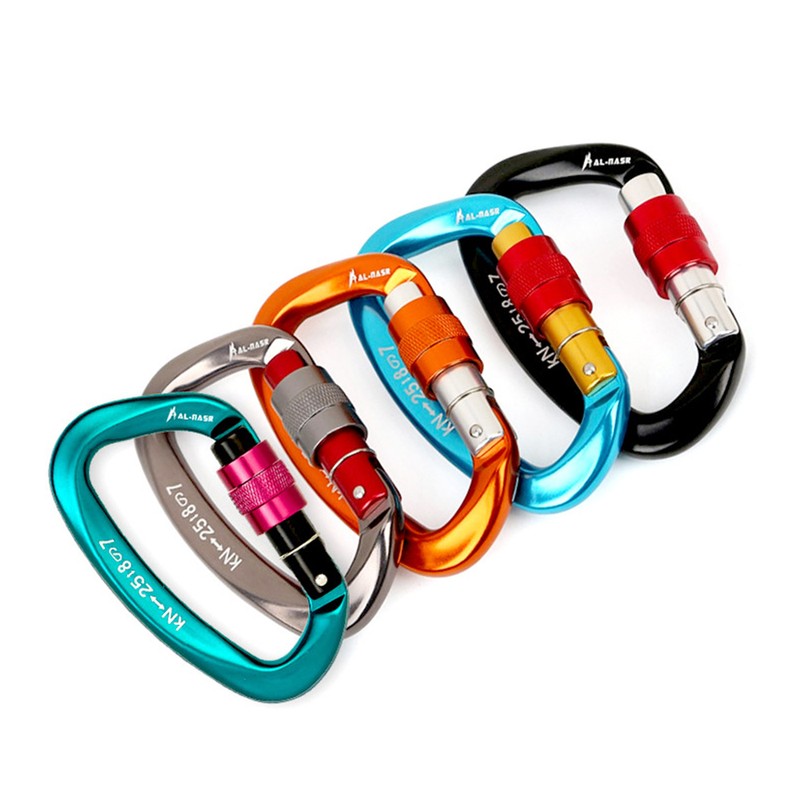25KN Professional Climbing Carabiner Screw Locking Gate Carabiner Heavy Duty