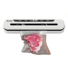 Bvrocio Food Vacuum Sealer, automatic food vacuum sealer for food preservation sealing and packaging systems, compact design, visual skylight, can be used for dry and wet food storage,10 vacuum bags