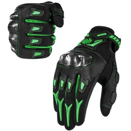 ILM Motorcycle Motocross Cycling Off-Road Dirt Bike Gloves for Men Women Touchscreen Hard Knuckle ATV MTB Guantes (Green, XL)