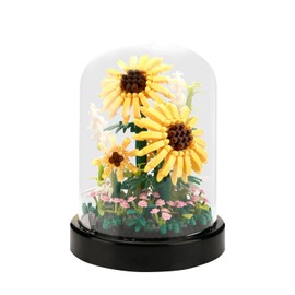 Kit de bloques de construcción de girasol para bricolaje, 545 piezas de ramo botánico de flores microladrillos para adultos y mayores de 14 años, regalo creativo STEM, decoración del hogar y la
