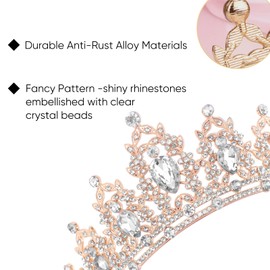 DRESHOW Birthday Crown for Women Birthday Crystal Rhinestone Tiara for Girls Decorations Hair Accessories Wedding Tiara Glitter Princess Crown Headbands for Party