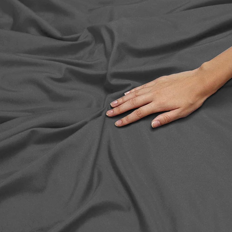 Oxford Homeware Charcoal Single Fitted Sheets -100% Brushed Microfibre 1800