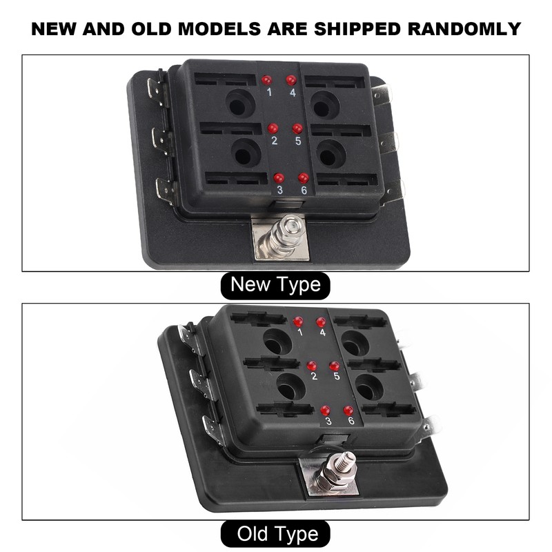 6 Way Circuit Blade Fuse Box Block Holder With LED