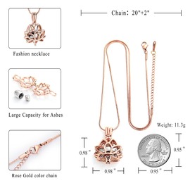 Cremation Jewelry for Ashes Pendant - Lotus Urn Necklace with Mini Keepsake Urn Memorial Ash Jewelry for Women Men, Stainless Steel, stainless steel