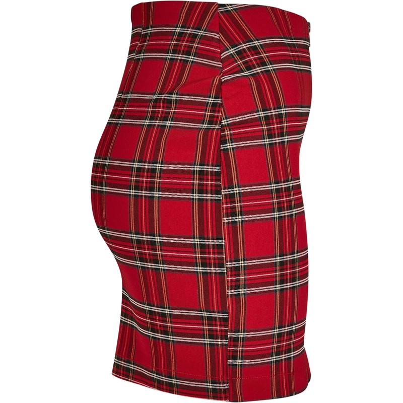 Urban Classics Women's Short Checker Skirt Dress, Multicoloured (Red/Blk 00200)