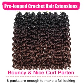 8 Packs GoGo Curl Crochet Hair 18 Inch Curly Crochet Hair for Women Water Wave Beach Curl Deep Crochet Braids Synthetic Braiding Hair Extensions