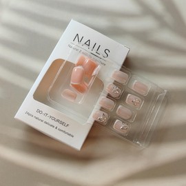 White French Tip Press on Nails Butterfly Fake Nails with Glue Glossy Short False Nails Square Nails Press on Acrylic Nails White Stick on Nails Press ons White Glue on Nails for Women 24Pcs