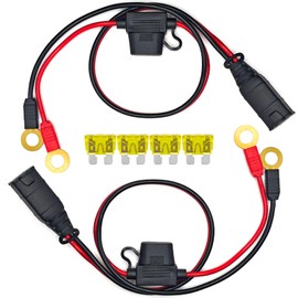 2Pcs Wires Harness Compatible with NOCO GC008 X-Connect M10 (3/8in) XL Eyelet Terminal - Accessory Genius Smart Battery Chargers Cable with 4Pcs 20A Fuses