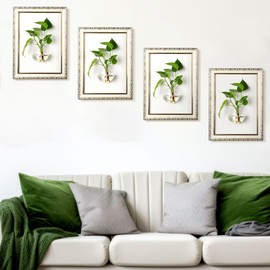 Weysat 4 Set Wall Planters for Indoor Plants Propagation Plants Vases with Picture Frame Glass Propagation Stations Hydroponic Wall Vases Flower Glass Terrarium for Home Office Bathroom Garden Decor