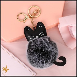 White Fang AZ095 Women's Key Ring, Charm, Keychain, Cat, Animal, Animal, rose