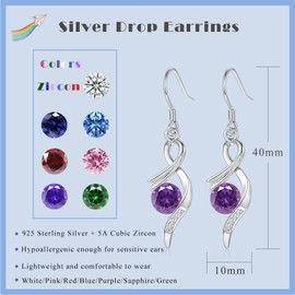 Loutade Silver Drop Earrings for Women Girls, 925 Sterling Silver Dangle Earrings with Purple Zircon, Infinity Twisted Hypoallergenic Earrings, Lightweight Silver Earrings for Birthday Christmas