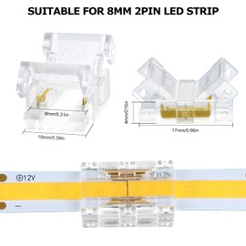 LightingWill RGB LED Connectors 4Pin 10mm, 10 PCS Strip to Strip Connector Transparent Solderless, Unwired Gapless LED Tape Light Connector, 4 Conductor No Dark Area for SMD 5050 Multicolor LED Strips