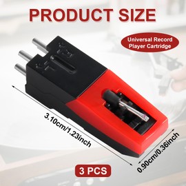 3pcs Universal Record Player Cartridge, Vinyl Turntable Cartridges Replacement Diamond Stylus Needle Turntable Needle Record Player Needle for LP Phonograph, Victrola, ION, Crosley