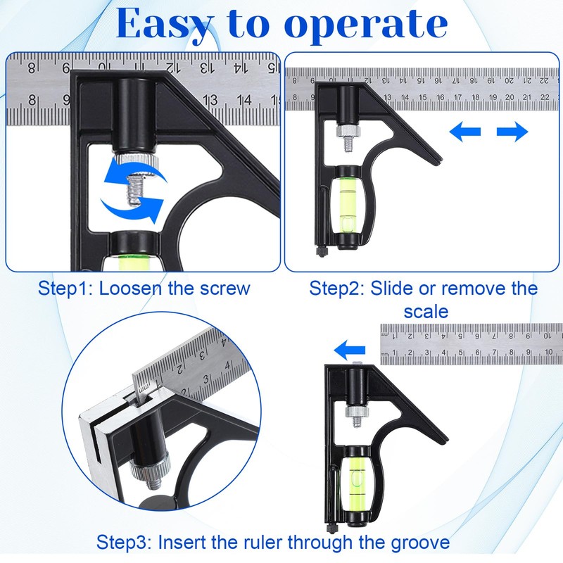 2-Piece Framing Square 12 Inch and Combination Square Set, Aluminum