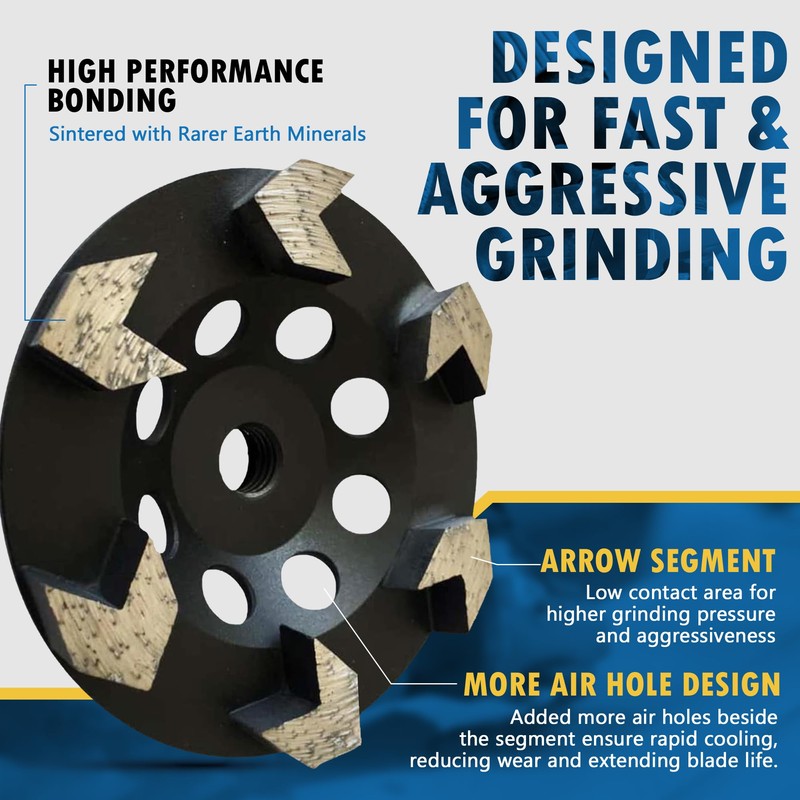 4.5" High Performance Diamond Grinding Wheels for Concrete, Paint, Epoxy,