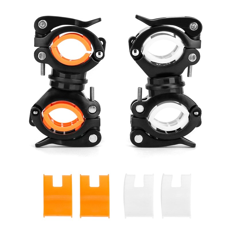 QWORK Pack of 2 Bicycle Light Holders, 360° Rotatable Light