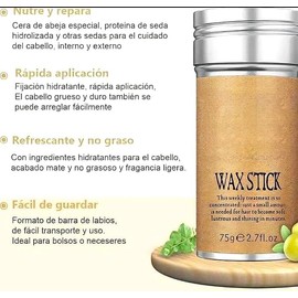Barra de Cera Para Peinar El Cabello, 75g, Control de Bordes y Peinado, Acabado Suave y Sin Residuos Control Del Borde De La Peluca, No Grasosa, Adecuada Para Cabello Suelto y Encrespado, De Larga Duración Con Vitaminas (2 Barras de Cera)