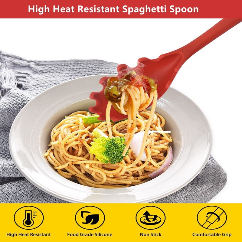 JXJYZLN Spaghetti Spoon Pasta Fork,Silicone Pasta Fork,11.2 inch Spaghetti Strainer