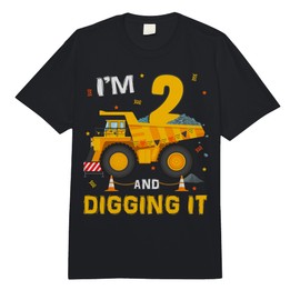 I'm 2 and Digging It 2Yr Old 2nd Birthday Construction Boy Comfort Colors Adult Heavyweight T-Shirt