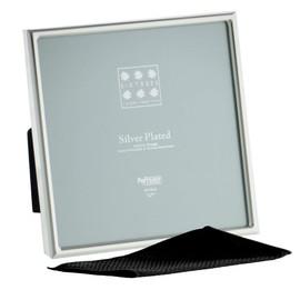 Sixtrees Cambridge 2-400-44. Silver Plated 4 x 4 inch Photo Frame (102mm x 102mm Square) Picture - Complete with microfibre polishing cloth.
