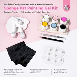 SAVILAND Ombre Gel Nail Polish Kit: 6 Colors Painting Gel with Nail Sponges Gradient Blush Effect Solid Gels Polish French Tip Tools Nail Art Design Cream Gels Nail Polish for Salon & Home DIY