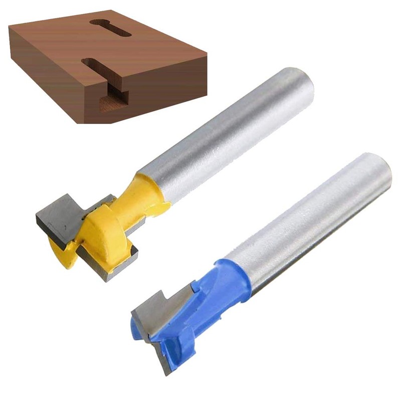 Bestgle 2pcs 1/4 Inch T-Slot Router Bits, 3/8" & 1/2"