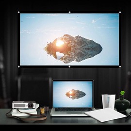 Projector Curtain, 60-120 Inch Portable Projection Screen Foldable 16:9 HD Non-crease Projector Curtain Projection Movies Screen for Home Outdoor (72in)