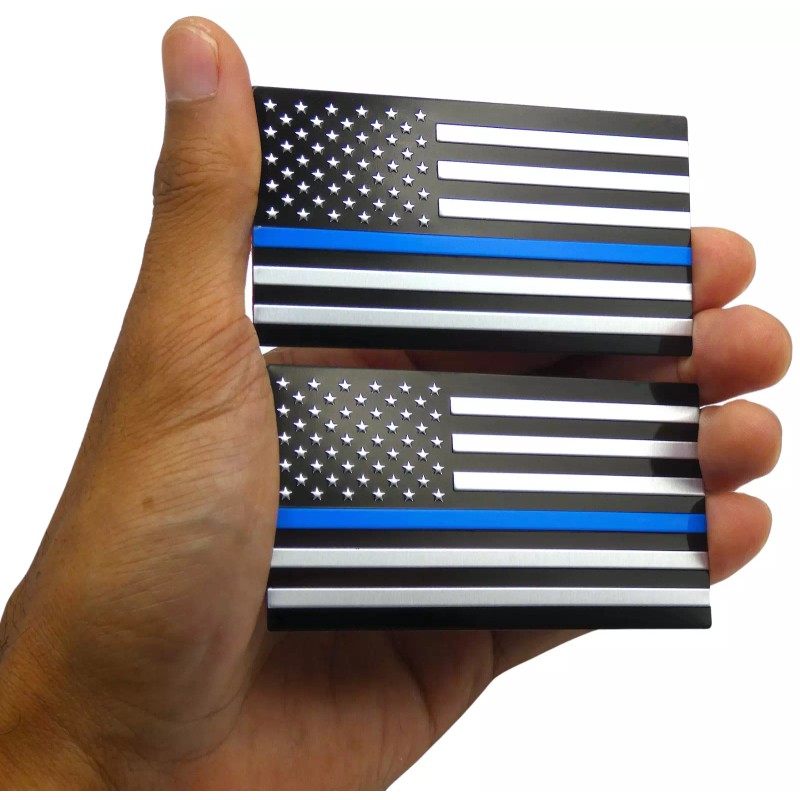 Riley Express 2x ALUMINUM Thin Blue Line Decal Sticker Car,