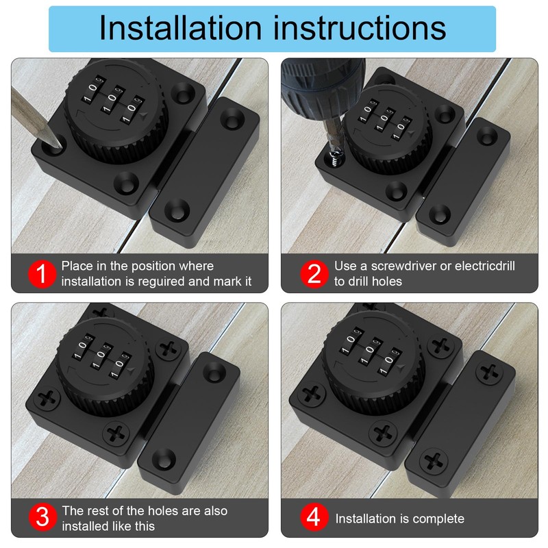 I-EASYDWW Combination Cabinet Latch, Keyless Drawer Lock, Easy to Install,