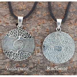 Kiss of Leather Tree of Life Pendant with Spiral 925 Sterling Silver No. 18