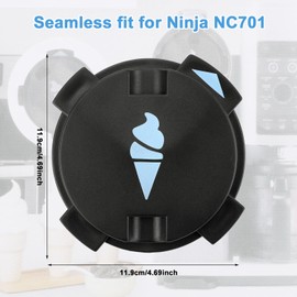 lasuroa Ice Cream Maker Dustproof Seal Lid Replacement, ABS Reusable Sealing Cover Compatible with Ninja Creami NC701 Swirl Blender Parts, Easy to Install & Dismantle (Black)