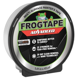FrogTape Advanced Painters Tape, 1.5 Inch Wide (1.41-Inch x 45-Yard) Multi-Surface Tape with PAINTBLOCK, Conforms Around Curves & Contours, Tear-Free Removability, 1 Roll, Green