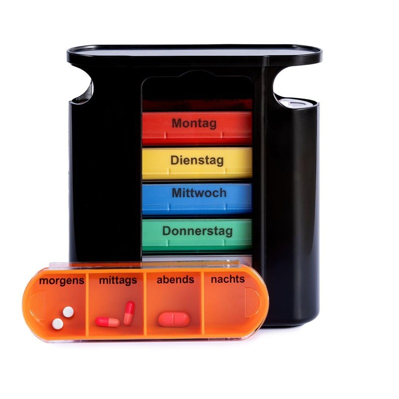 Laro Pill Box Black 7 Days 4 Compartments per Day